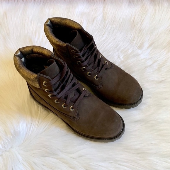 Timberland 6” Waterproof Brown & Gold Boots - Picture 3 of 7